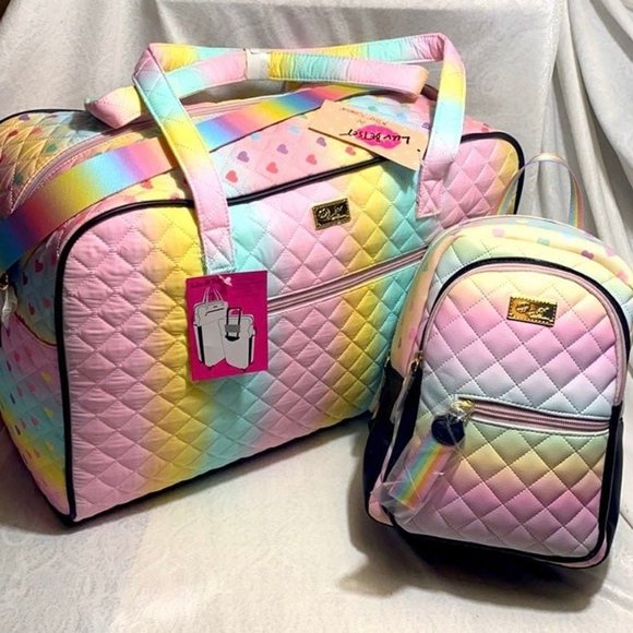 Betsey Johnson Handbags - Betsey johnson rainbow quilted bag set